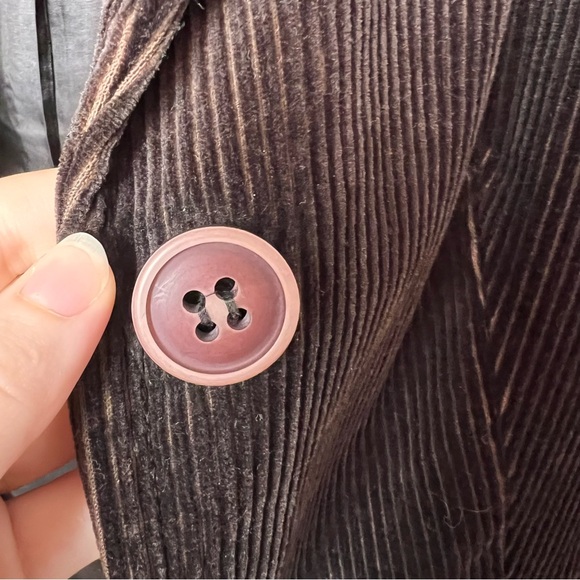 JACOB Vintage Corduroy Brown Cotton Button-up Blazer Long Open Coat - Size 3/4 - Picture 6 of 11